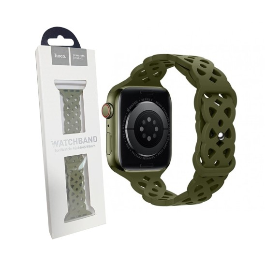 Bracelete Hueca de Silicona Hoco WA09 para iWatch (42/44/45/49mm) Verde Olive